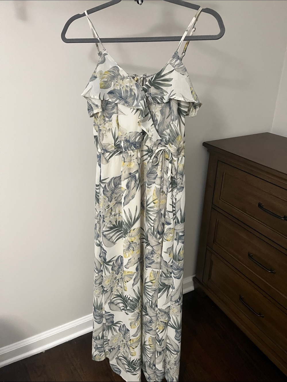 JAPNA Floral Ruffle-Front Maxi Dress